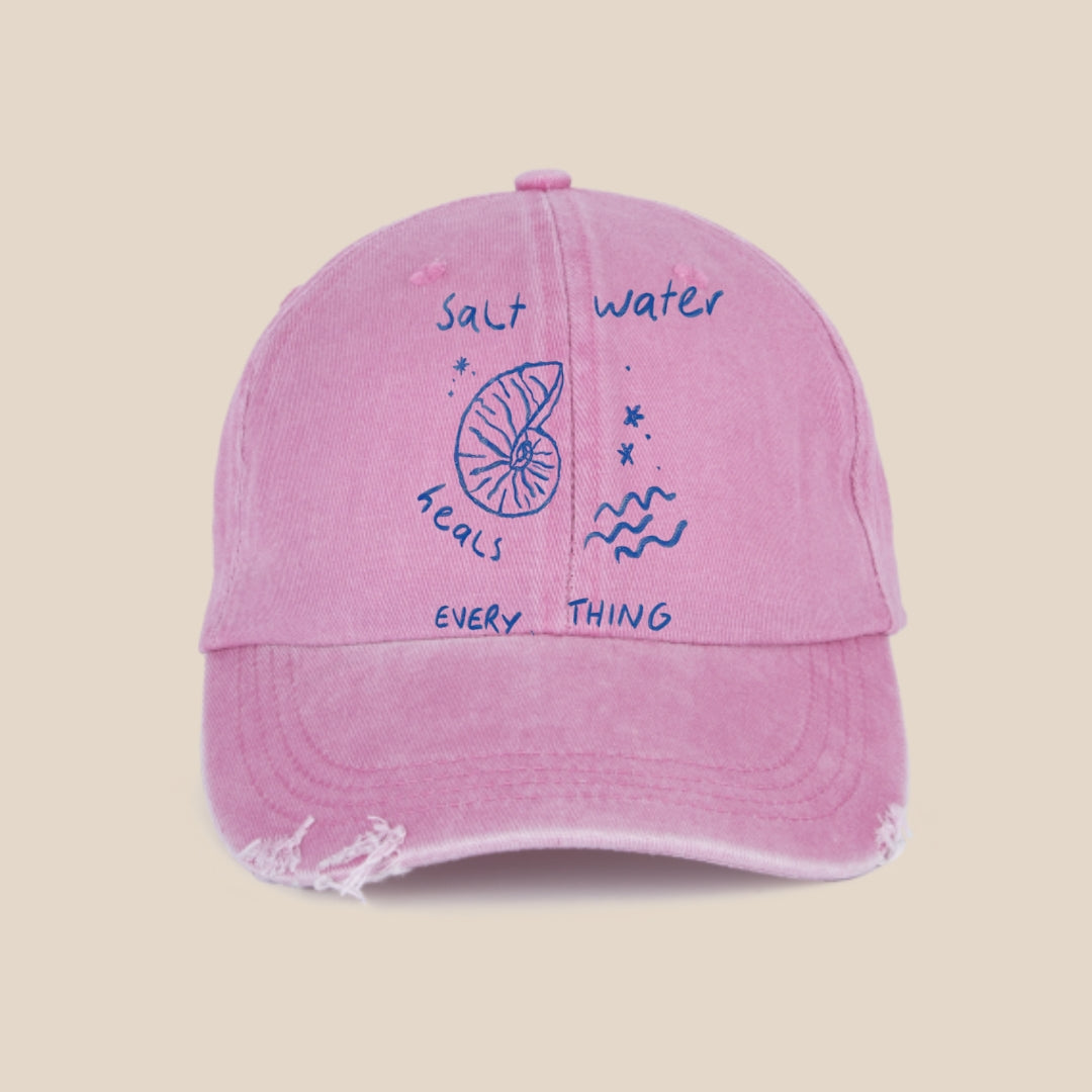 Salt Water destroyed washed pink cap